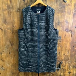 Lafayette 148 New York Sleeveless Jumper Dress Full Length Front Zipper navy